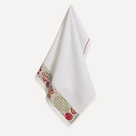 Pano de Prato Barra em Jacquard Receitas Branco