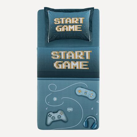 Jogo de Cama Infantil Solteiro 200 Fios 100% algodão Game