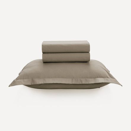 Jogo de Cama Solteiro 100% Algodão 200 Fios Tom Grão