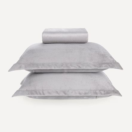 Lençol de Microfibra Queen com Fronhas Zart Cinza