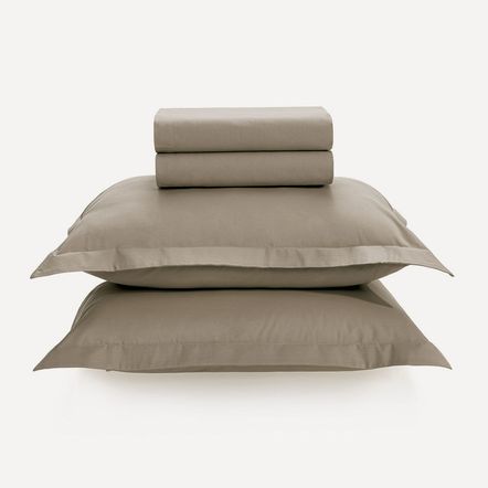 Jogo de Cama King 100% Algodão 200 Fios Tom Grão