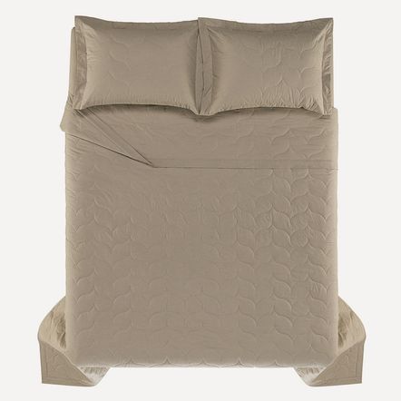 Colcha King com 2 Porta-travesseiros 200 Fios Tom Grão