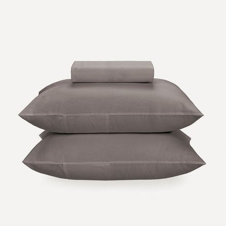 Lençol Casal com Elástico e Fronhas Percal 100% Algodão Matiza Grafite