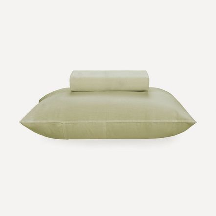 Lençol Solteiro com Elástico e Fronha Percal 100% Algodão Matiza Verde Chá
