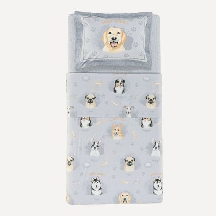 Jogo de Cama Infantil Solteiro 200 Fios 100% Algodão Dog
