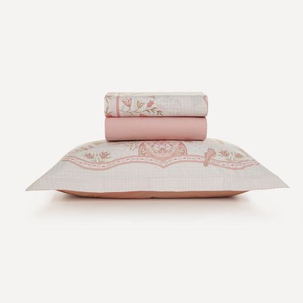 Jogo de Cama Infantil Solteiro 200 Fios 100% Algodão Emília