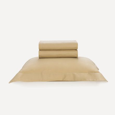 Jogo de Cama Solteiro 300 Fios Algodão Egípcio Bossa Dourado