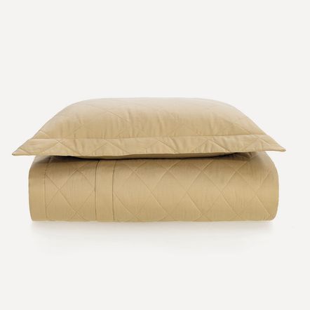 Colcha Solteiro com 1 Porta-travesseiro 300 Fios Bossa Dourado