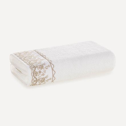 Toalha de Banho com Bordado Fio Penteado Antônia Branco/Fendi