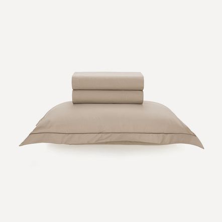 Jogo de Cama Solteiro 200 Fios Percal 100% Algodão Deliz Grão/Bege