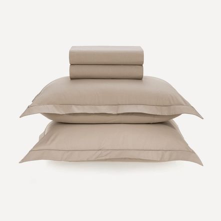 Jogo de Cama Queen 200 Fios Percal 100% Algodão Deliz Grão/Bege