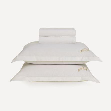 Jogo de Cama Casal Bordado 200 Fios Percal 100% Algodão Melinda