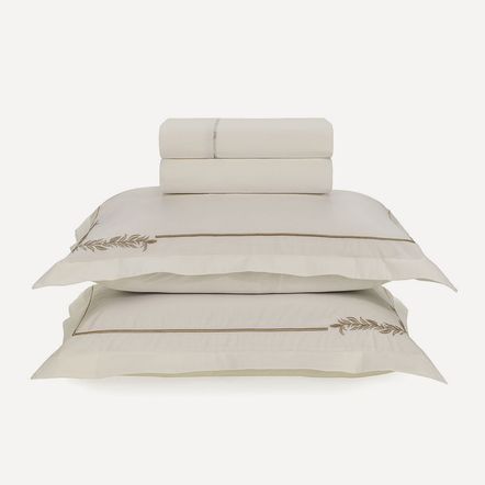 Jogo de Cama Casal Bordado 200 Fios Percal 100% Algodão Blenda