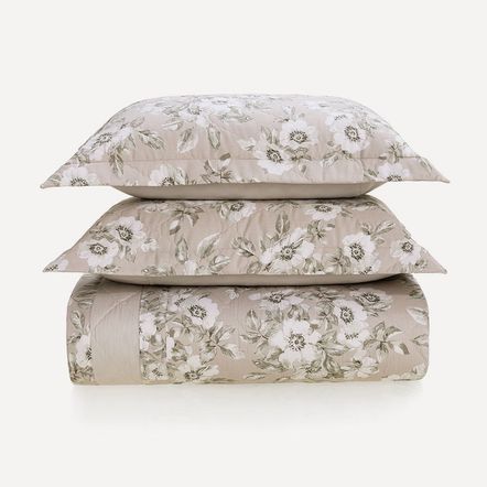 Colcha Queen com 2 Porta-travesseiros Algodão Egípcio 300 Fios Paula