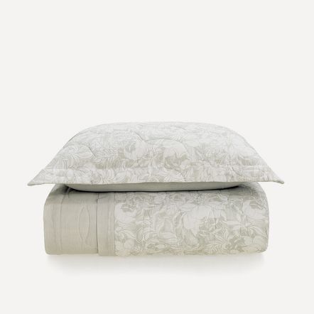 Colcha Solteiro com Porta-travesseiro 160 Fios 100% Algodão Aisha