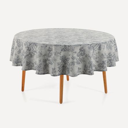 Toalha de Mesa Redonda 6 Lugares Grazia Cinza
