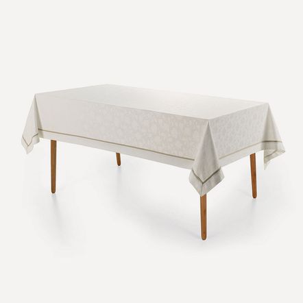 Toalha de Mesa Retangular 8 Lugares Antoni Branco/Bege