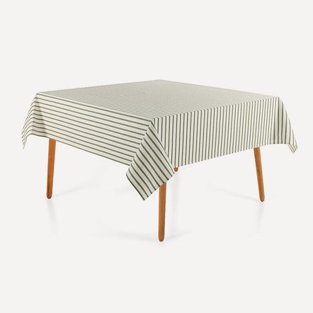 Toalha de Mesa Quadrada 8 Lugares Zaira Branco/Verde