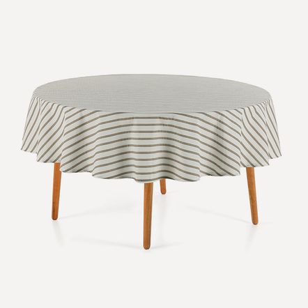 Toalha de Mesa Redonda 6 Lugares Zaira Branco/Taupe