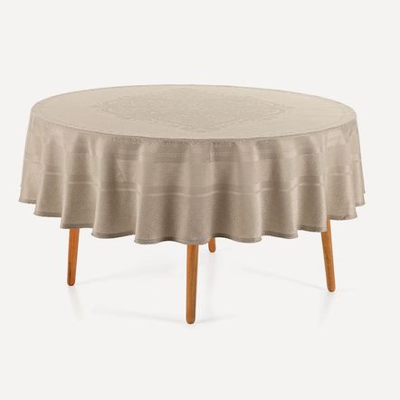 Toalha de Mesa Redonda 6 Lugares Lesier Noz Moscada