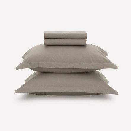 Jogo de Cama Queen Karsten 180 Fios Percal 100% Algodão Liss Taupe