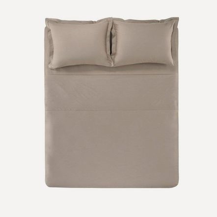 Jogo de Cama Queen Karsten 180 Fios Percal 100% Algodão Liss Taupe