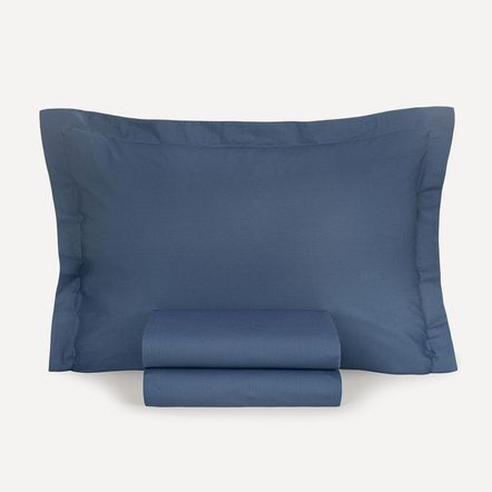 Jogo de Cama Solteiro 200 Fios 100% Algodão Tom Marinho