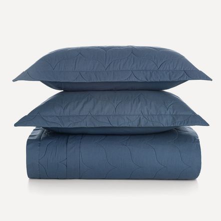 Colcha King com 2 Porta Travesseiros 200 Fios 100% Algodão Tom Marinho