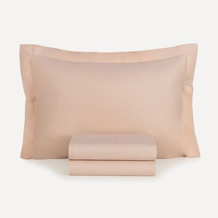 Jogo de Cama Solteiro 200 Fios 100% Algodão Tom Rosé