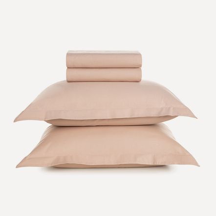 Jogo de Cama King 200 Fios 100% Algodão Tom Rosé