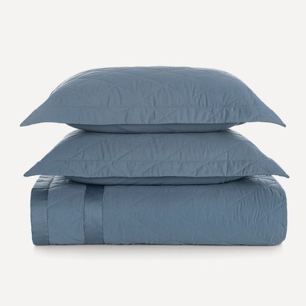 Colcha King com 2 Porta Travesseiros 300 Fios Bossa Índigo