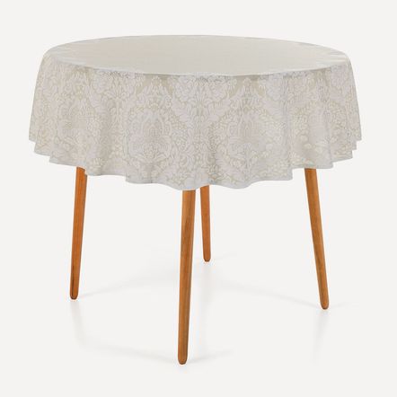 Toalha de Mesa Redonda 4 Lugares Bege Catharina