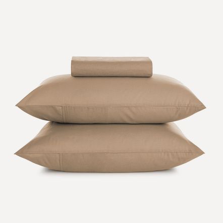 Lençol King com Elástico e Fronhas 100% Algodão Matiza Caramelo