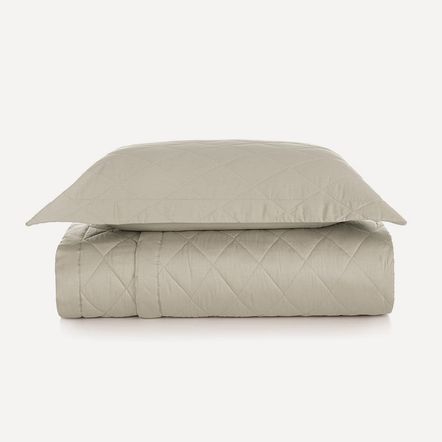 Colcha Solteiro com Porta Travesseiro 300 Fios Bossa Areia