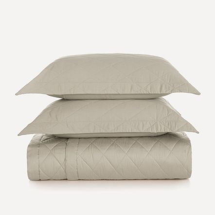 Colcha Casal com 2 Porta Travesseiros 300 Fios Bossa Areia