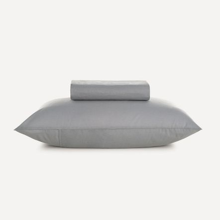 Lençol Solteiro com Elástico e Fronha 100% Algodão Matiza Cinza Lunar