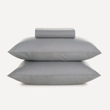 Lençol King com Elástico e Fronhas 100% Algodão Matiza Cinza Lunar