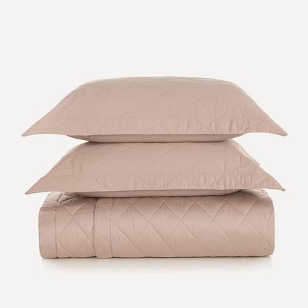Colcha King com 2 Porta Travesseiros 300 Fios Bossa Nude