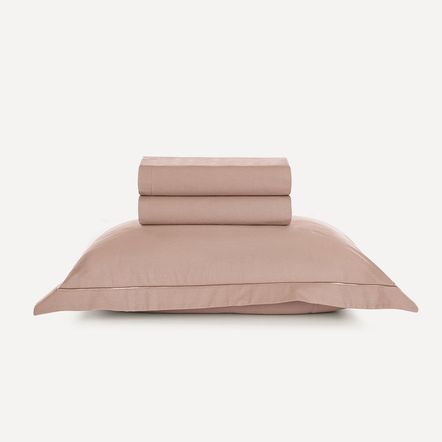 Jogo de Cama Solteiro 200 Fios 100% Algodão Deliz Rosé/Rosé