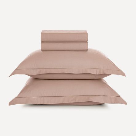 Jogo de Cama Casal 200 Fios 100% Algodão Deliz Rosé/Rosé