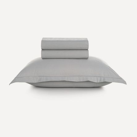 Jogo de Cama Solteiro 200 Fios 100% Algodão Deliz Titânio/Cinza