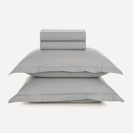 Jogo de Cama Casal 200 Fios 100% Algodão Deliz Titânio/Cinza