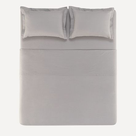 Jogo de Cama Casal 200 Fios 100% Algodão Deliz Titânio/Cinza