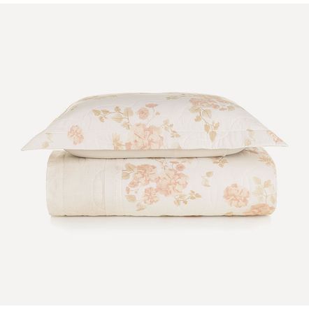 Colcha Solteiro com Porta Travesseiro 100% Algodão Thalia