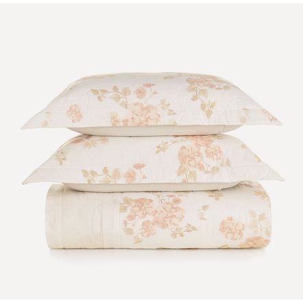 Colcha Casal com 2 Porta Travesseiros 100% Algodão Thalia