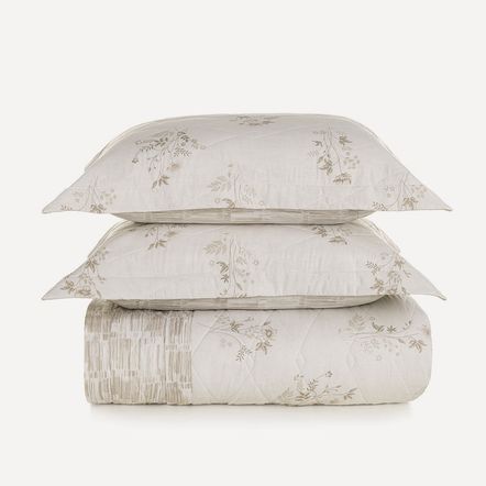 Colcha Casal com 2 Porta Travesseiros 100% Algodão Corinne