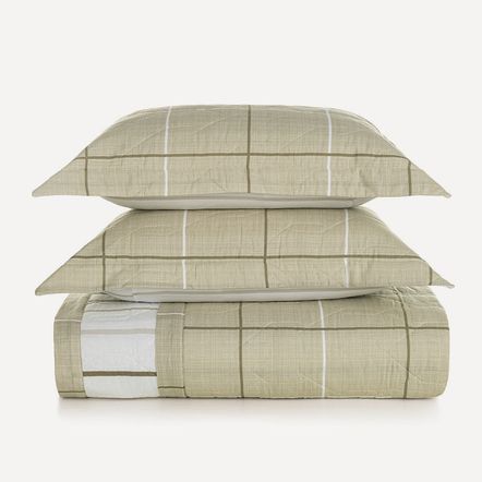 Colcha Casal com 2 Porta Travesseiros 100% Algodão Santiago