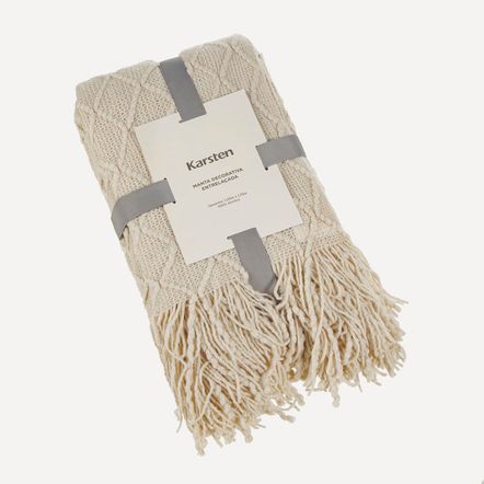 Manta Decorativa Karsten Entrelaçada Bege