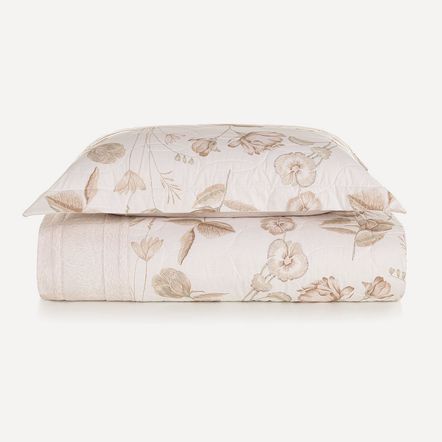 Colcha Solteiro com Porta Travesseiro 200 Fios 100% Algodão Mariê