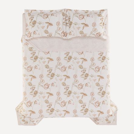 Colcha Queen com 2 Porta Travesseiros 200 Fios 100% Algodão Mariê